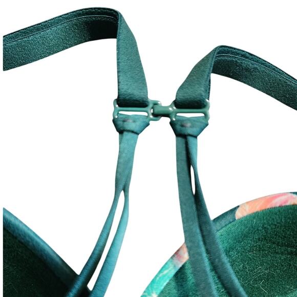 Auden Teal Floral Lightly Padded Underwire Demi Coverage Adjustable Strap 34B - Picture 4 of 6